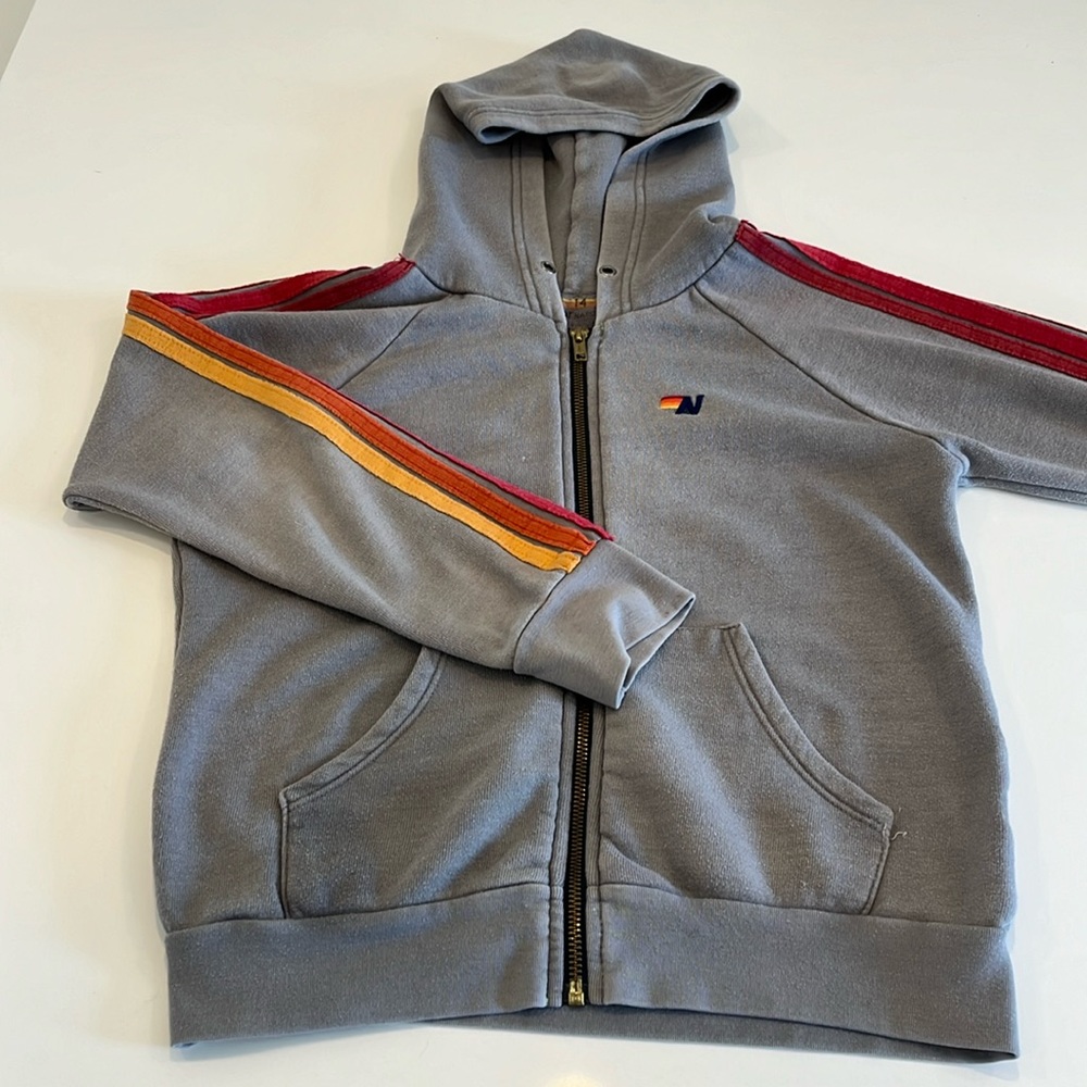 Aviator Nation size 14 grey zip up hoodie
